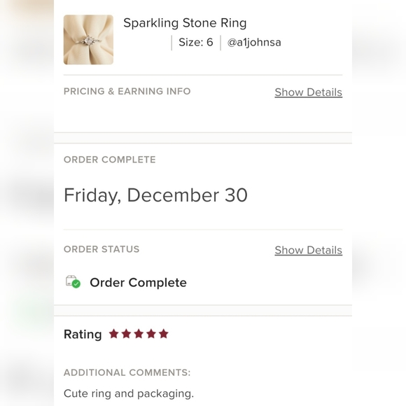 Sparkling Stone Ring - Picture 7 of 8